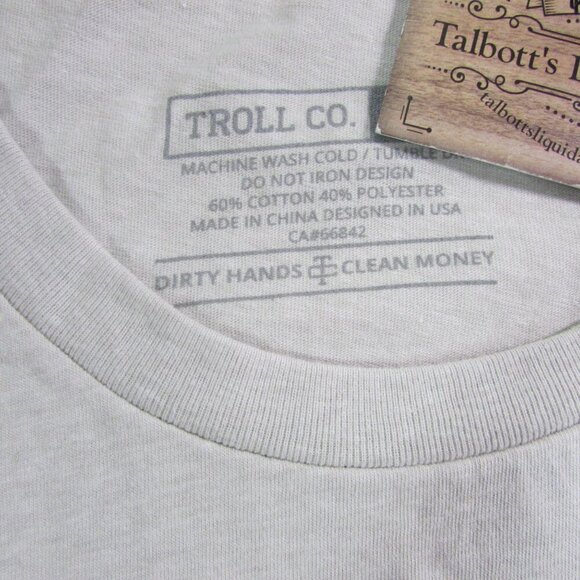 Troll Co. Men's 3XL Dirty Hands Clean Money Wrencher Graphic T-Shirt Sand - Picture 3 of 5